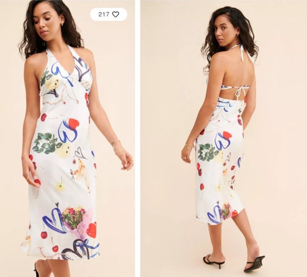 Womens Urban Outfitters Satin Everleigh Halter Midi Dress Size XL